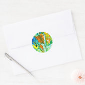 Abstracte florale waterverf ronde sticker (Envelop)