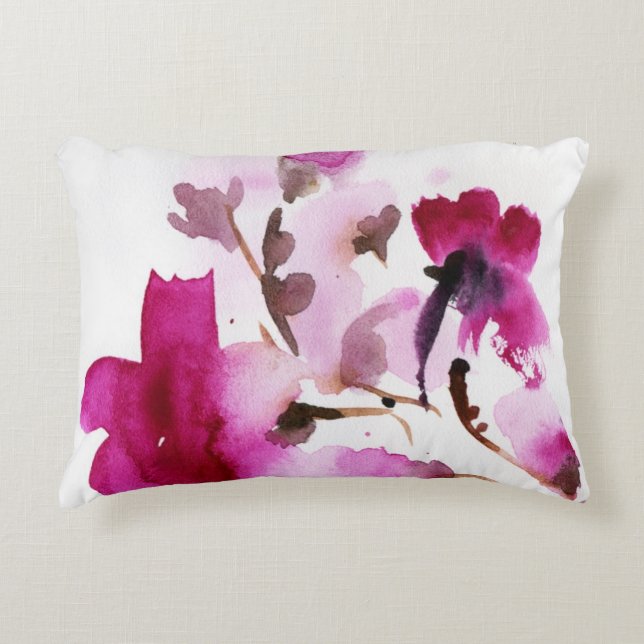 Abstracte florale waterverf schilderijen 4 accent kussen (Voorkant)