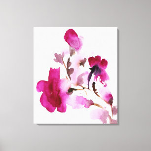 Abstracte florale waterverf schilderijen 4 canvas afdruk