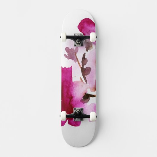 Abstracte florale waterverf schilderijen 4 skateboard (Voorkant)
