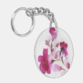 Abstracte florale waterverf schilderijen 4 sleutelhanger (Voorkant Links)