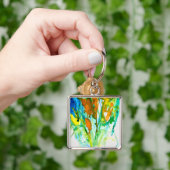 Abstracte florale waterverf sleutelhanger (Hand)