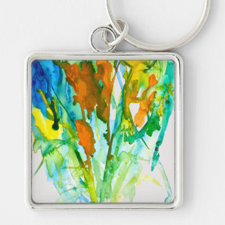 Abstracte florale waterverf sleutelhanger