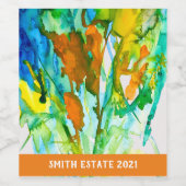 Abstracte florale waterverf wijn etiket (Enkel label)