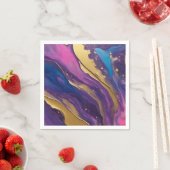 Abstracte Flow Art- Blauw Paarse Roze en Goud- Servet (Insitu)