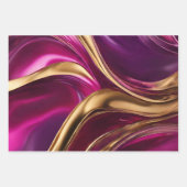 Abstracte Flow Art- Fuchsia Paarse en Gold- Inpakpapier Vel (Voorkant 3)