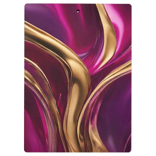Abstracte Flow Art- Fuchsia Paarse en Gold- Klembord (Achterkant)