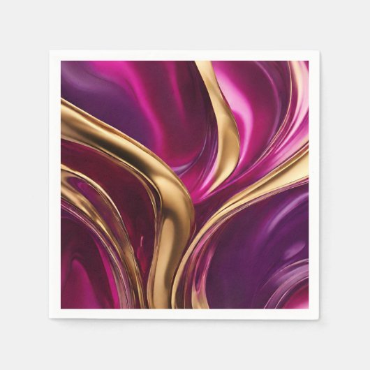 Abstracte Flow Art- Fuchsia Paarse en Gold- Servet (Voorkant)