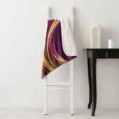 Abstracte Flow Art-Fuchsia Paarse en Gold- Sherpa Deken (In situ)