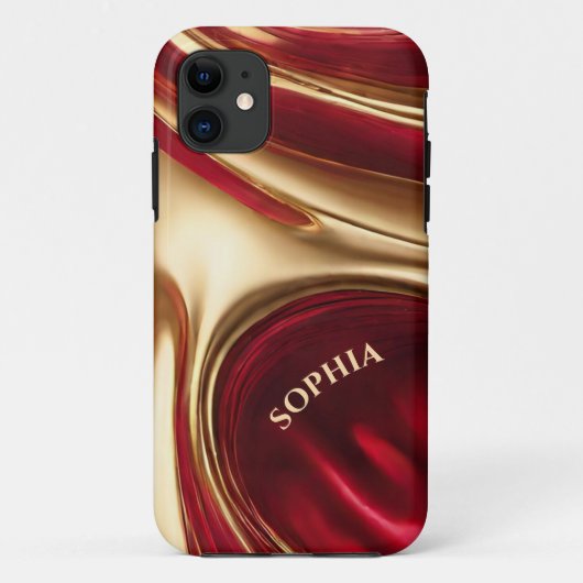 Abstracte Flow Art-Red en Gold Case-Mate iPhone Case (Achterkant)