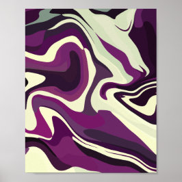 Abstracte Fluid Art met Paarse en Cream Tones Poster