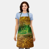 Abstracte Fluid Paint Gold Metallic Folie Groene N Schort (Gedragen)