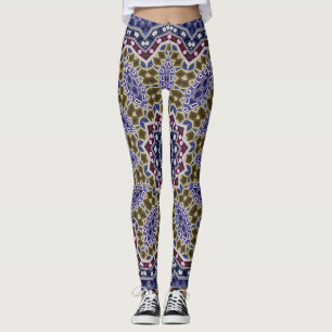 Abstracte folk mandala ethno traditionele sierbloe leggings