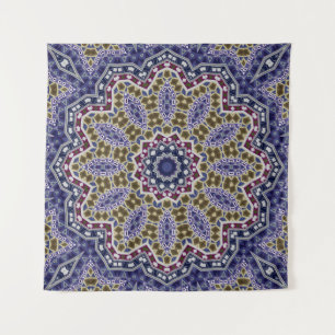Abstracte folk mandala ethno traditionele sierbloe wandkleed