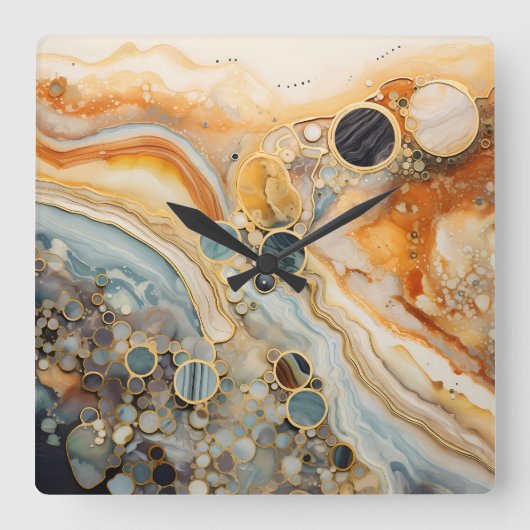 Abstracte Fossiele Wandklok Vierkante Klok (Voorkant)