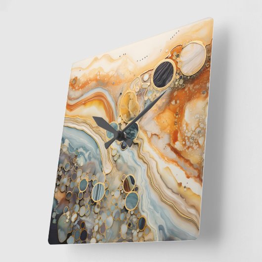 Abstracte Fossiele Wandklok Vierkante Klok (Hoek)