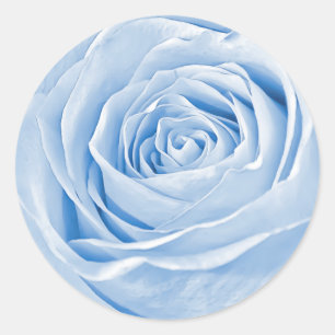 Abstracte foto van een lichtblauw Roos Ronde Sticker