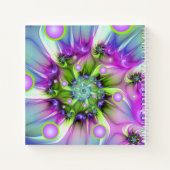 Abstracte fractaalnaam kleurrijke spiraalvormige r notitieboek (Achterkant)