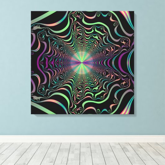 Abstracte Fractal Web Wrapped Canvas Print (Insitu (Houten vloer))