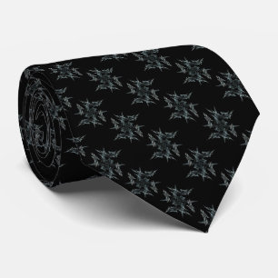 Abstracte Fractal White Snowflake op Black Necktie Stropdas