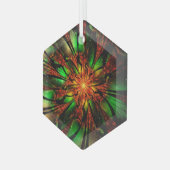 Abstracte fractale bloem. glas ornament (Voorkant links)