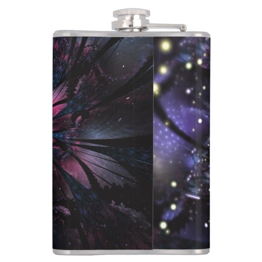 Abstracte fractale bloem. heupfles (Achterkant)