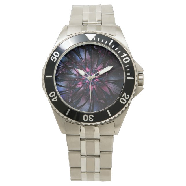 Abstracte fractale bloem. horloge (Voorkant)