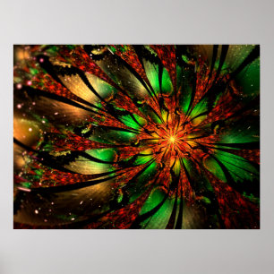 Abstracte fractale bloem. poster