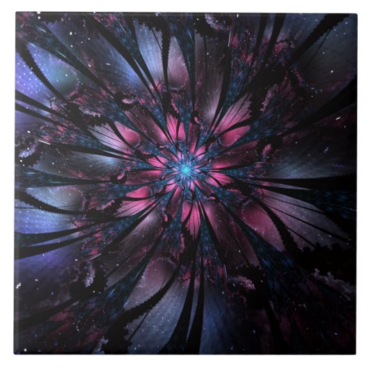 Abstracte fractale bloem. tegeltje (Voorkant)