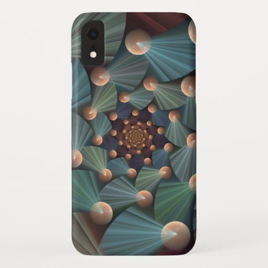Abstracte fractale kunst met diepbruin leistblauw Case-Mate iPhone case (Achterkant)