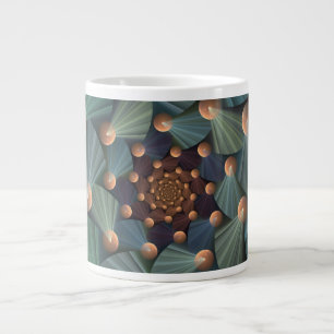 Abstracte fractale kunst met diepbruin leistblauw extra grote beker