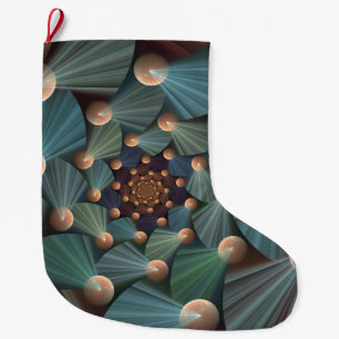 Abstracte fractale kunst met diepbruin leistblauw grote kerstsok