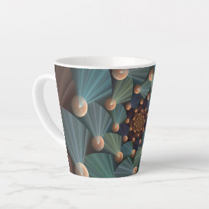 Abstracte fractale kunst met diepbruin leistblauw latte mok