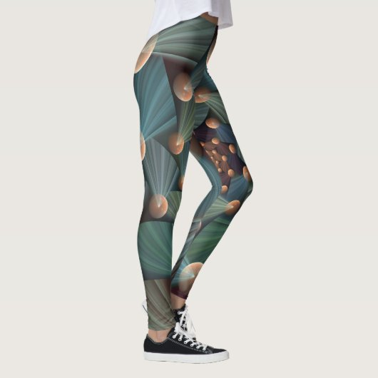 Abstracte fractale kunst met diepbruin leistblauw leggings (Rechts)
