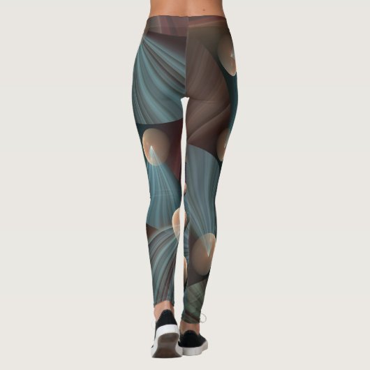 Abstracte fractale kunst met diepbruin leistblauw leggings (Achterkant)
