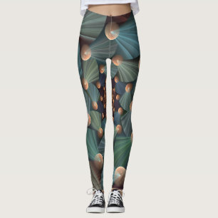 Abstracte fractale kunst met diepbruin leistblauw leggings