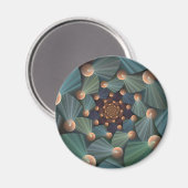 Abstracte fractale kunst met diepbruin leistblauw magneet (Voorkant / Achterkant)