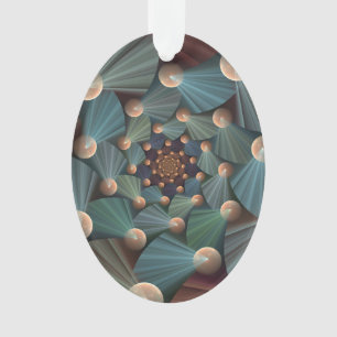 Abstracte fractale kunst met diepbruin leistblauw ornament