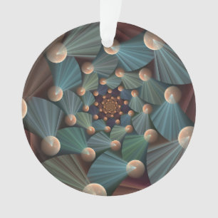 Abstracte fractale kunst met diepbruin leistblauw ornament