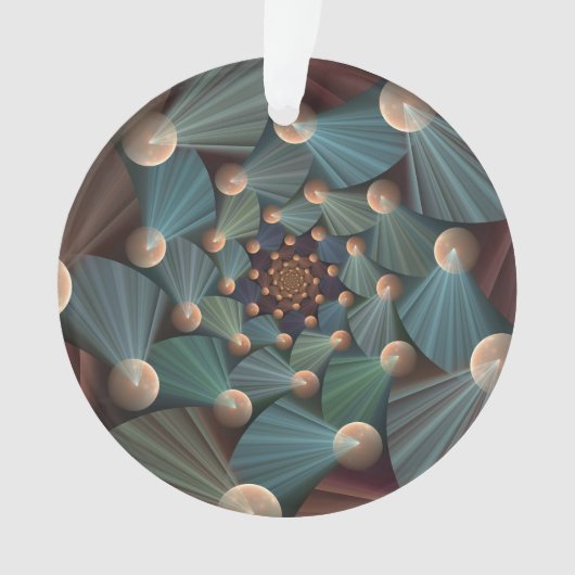 Abstracte fractale kunst met diepbruin leistblauw ornament (voorkant)