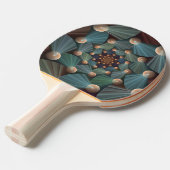 Abstracte fractale kunst met diepbruin leistblauw tafeltennisbatje (Voorkant Gekanteld)