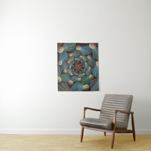 Abstracte fractale kunst met diepbruin leistblauw wandkleed