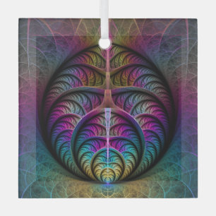 Abstracte fractale kunst met levendige structuur glas ornament