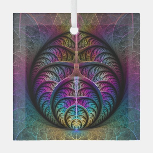 Abstracte fractale kunst met levendige structuur glas ornament (Voorkant)