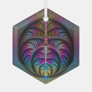 Abstracte fractale kunst met levendige structuur glas ornament