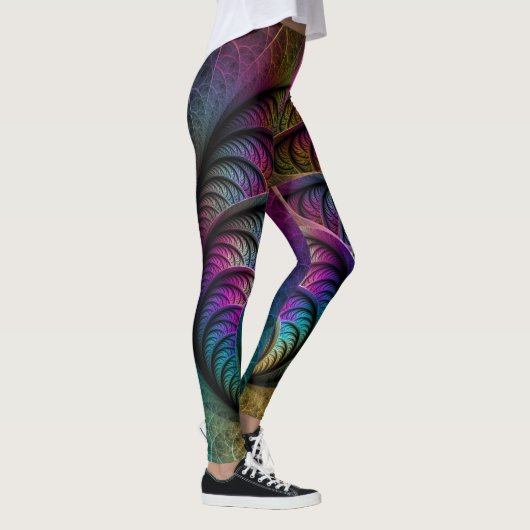Abstracte fractale kunst met levendige structuur leggings (Rechts)