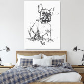 Abstracte Franse Bulldog-schets Canvas Afdruk (Insitu (Slaapkamer))