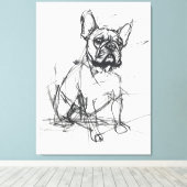 Abstracte Franse Bulldog-schets Canvas Afdruk (Insitu (Houten vloer))