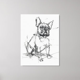 Abstracte Franse Bulldog-schets Canvas Afdruk