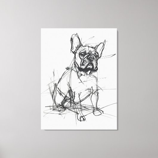 Abstracte Franse Bulldog-schets Canvas Afdruk (Voorkant)